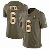 Nike Browns 6 Baker Mayfield Olive Gold Salute To Service Limited Jersey Dzhi,baseball caps,new era cap wholesale,wholesale hats